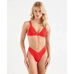 One One red Ribbed kameron & jesse set Bikini